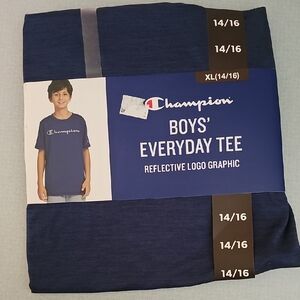 Champion Boys' Reflective Logo Tee - Navy